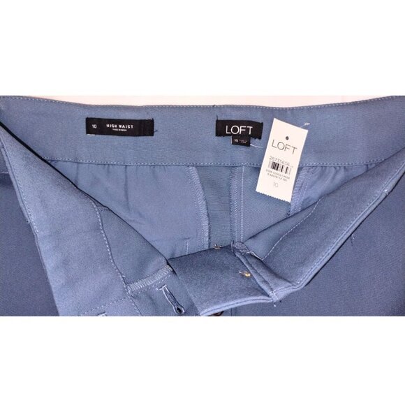 NWT Loft High-Waist Wide-Leg Flat-Front Button-Fly Tailored Dress Slacks (Sz 10) - Picture 6 of 7